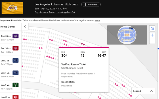 Laker Ticket Prices